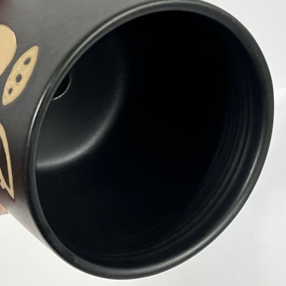 FACE Planter With Rosy Cheek Ceramic 4.5" Matte Black Flower Pot DRAINAGE Saucer - Picture 5 of 13